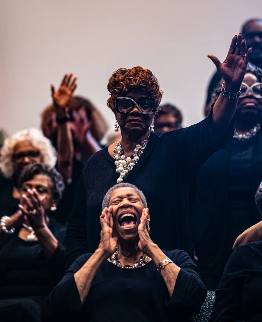 Church interior with congregation during service — placeholder